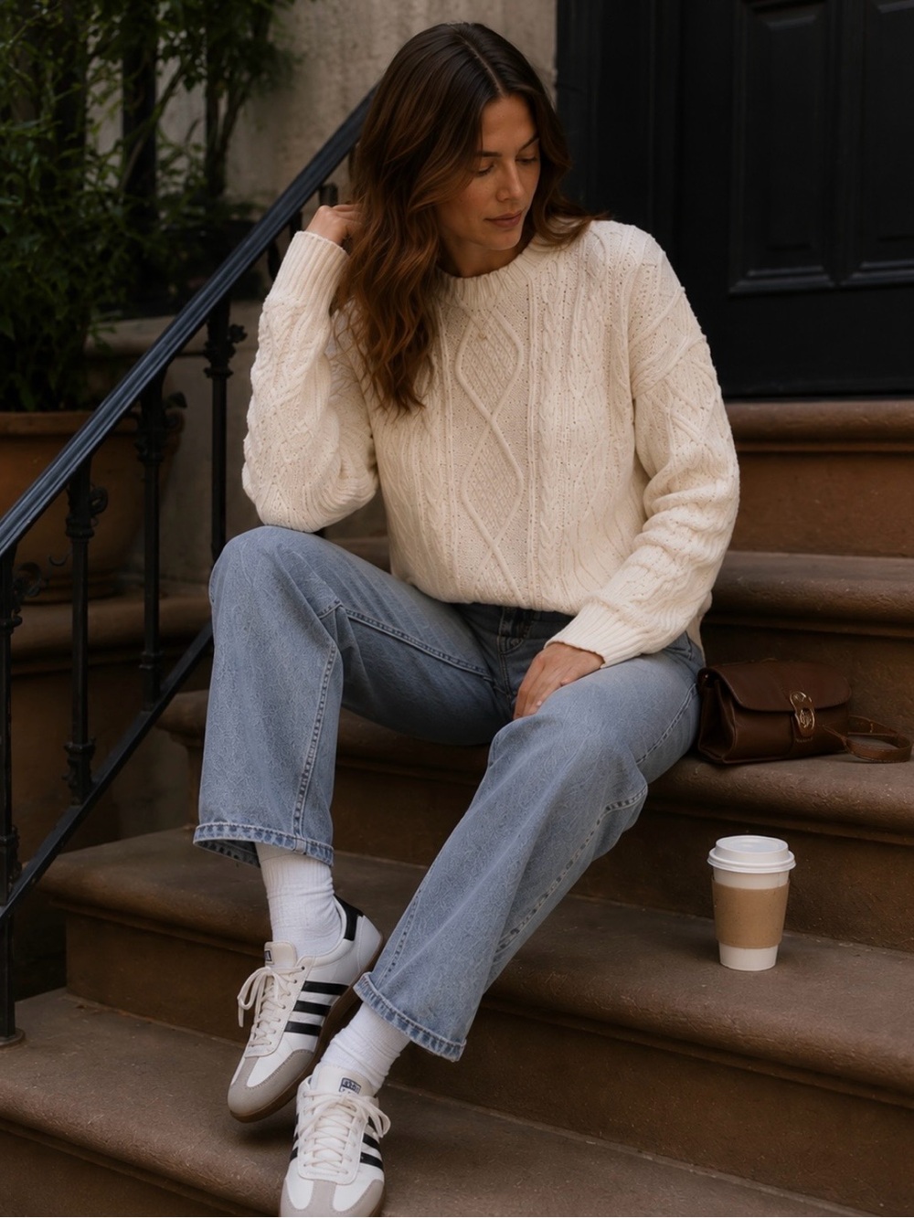 NWT Beach Riot Callie Cable Knit Sweater Cream Oversized Pullover Small